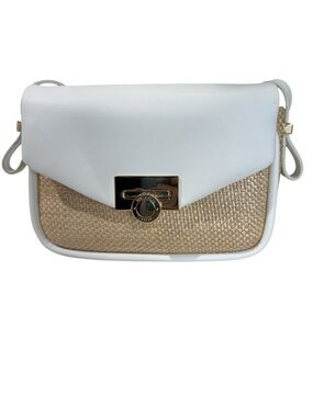Ted Baker London Sadie May White Flap Woven Raffia Base Mini Crossbody Bag